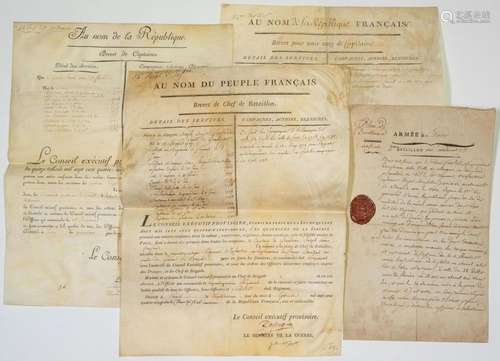 CHEF DE BATAILLON en 1793. 3 BREVETS et un Certificat pour J...