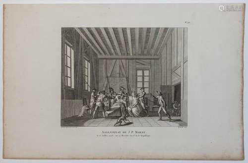 ASSASSINAT DE MARAT. 3 Gravures : « Assassinat de J.P. MARAT