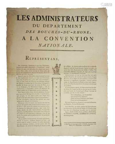 RÉBELLION de MARSEILLE (13). Adresse : « Les Administrateurs...