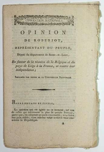 RÉUNION DE LA BELGIQUE À LA France : « Opinion de ROBERJOT