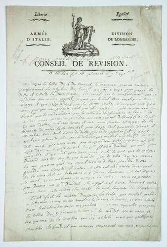 Général François PARRA (Belley/Ain 1733 – 1821). 2 Lettres a...