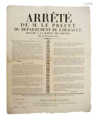 VOL DU COURRIER DE LA MALLE POSTE. « Arrêté de J. AUBERNON P...