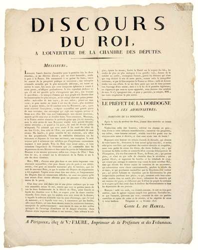 DORDOGNE. 1815. “DISCOURS DU ROI LOUIS XVIII