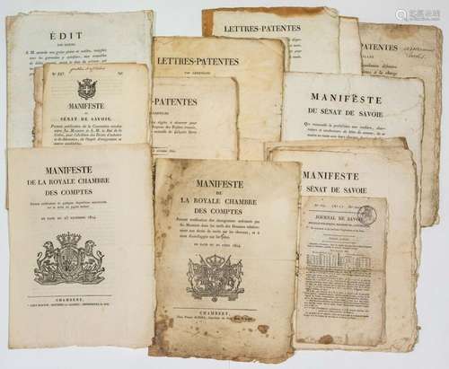 SAVOIE PROPRE. 23 Documents imprimés à CHAMBÉRY de 1816 à 18...