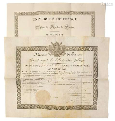 PROTESTANTISME. 2 Diplômes : 1°) « UNIVERSITÉ DE FRANCE. Con...