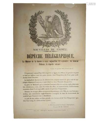 VICTOIRE DE SÉBASTOPOL 10 Septembre 1855. « Nouvelles de CRI...