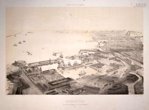 MANCHE. Estampe vers 1860 : « CHERBOURG