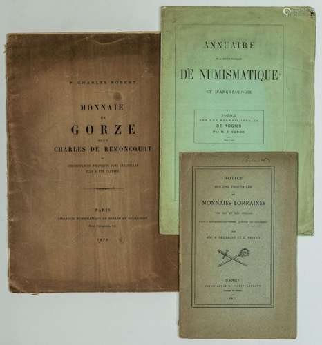 NUMISMATIQUE. 3 Plaquettes imprimées : Annuaire de la sociét...