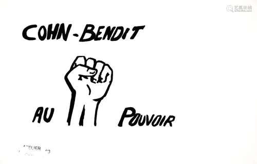 Cohn - Bendit au Pouvoir  Fond Blanc Mai 68Atelier Populaire...