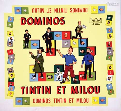 Tintin et Milou Dominos      Affiche entoilée/  Vintage Post...