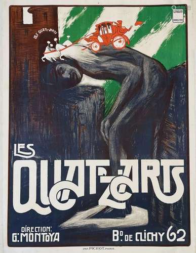 Les Quat'Z-ArtsPichot  Paris   Aff. Entoilée. / Vintage Post...