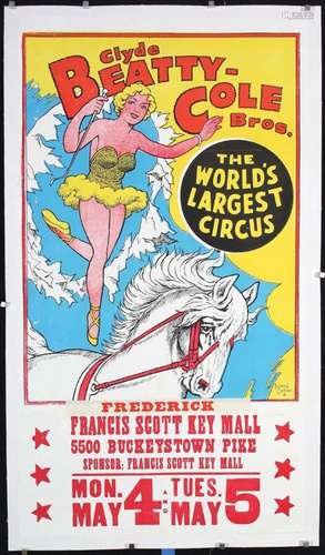 Clyde Beatty-Cole Bros The World Largest Circus      Affiche...