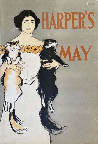 Harper's May     Affiche entoilée/  Vintage Poster on Linnen...