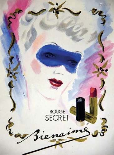 Rouge Secret Bien Aimé Paris      Affiche entoilée/  Vintage...