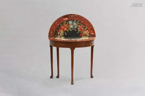 A CHINESE HUANGHUALI DEMI-LUNE GAMING TABLE. Qing Dynasty
