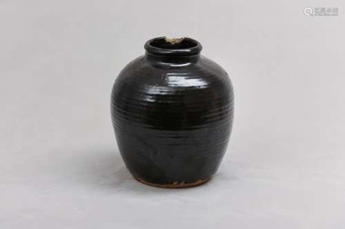 A CHINESE OIL-SPOT GLAZED JAR. Song Dynasty or later. The ov...
