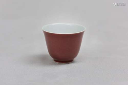 A CHINESE COPPER RED-GLAZED CUP. Qing Dynasty