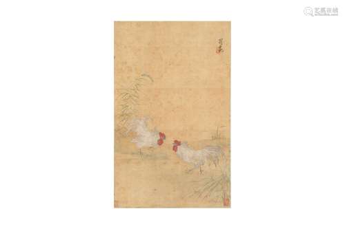 LU JI (follower of, 1477 – ?). Fight Cockerals, ink and colo...