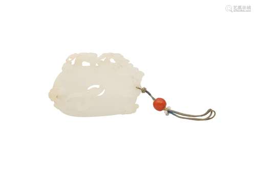 A CHINESE WHITE JADE 'DRAGON' BI PENDANT. Qing Dynasty, 19th...