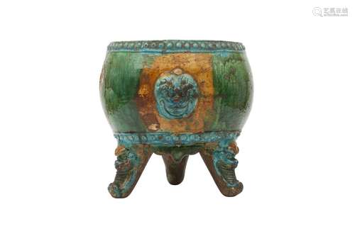 A LARGE CHINESE SANCAI-GLAZED INCENSE BURNER. Ming Dynasty. ...