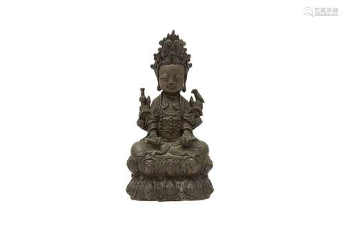 A CHINESE BRONZE FIGURE OF A BODHISATTVA. Ming Dynasty, date...