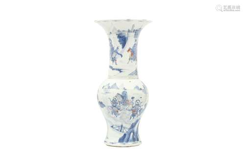 A CHINESE BLUE AND WHITE YENYEN VASE. Qing Dynasty, Kangxi p...