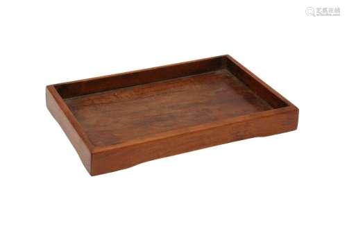 A CHINESE CARVED WOOD RECTANGULAR TRAY. 19th / 20th Century....