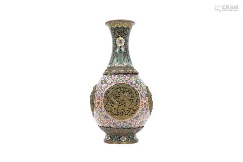 A CHINESE CLOISONNÉ ENAMEL REVOLVING VASE. Qing Dynasty, 19t...