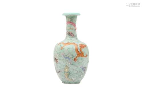 A CHINESE FAMILLE ROSE DRAGON VASE. Qing Dynasty, Daoguang m...