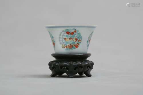 A CHINESE DOUCAI CUP. Qing Dynasty, Yongzheng mark and of th...