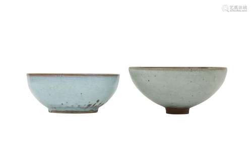 TWO CHINESE JUNYAO BOWLS. The first with a narrow foot and d...