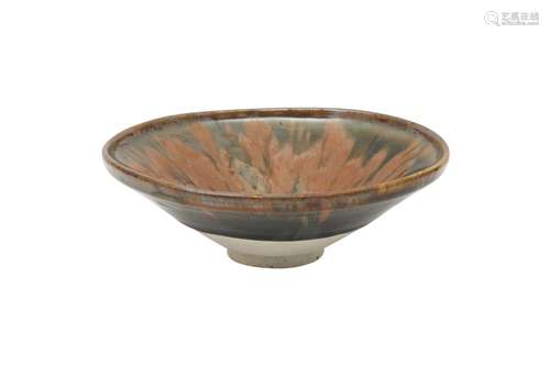 A CHINESE RUSSET-SPLASHED BLACK-GLAZED BOWL. The wide flared...