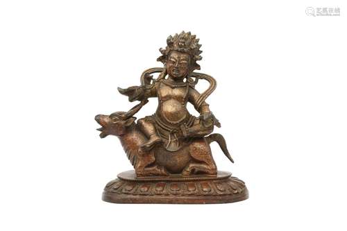 A TIBETAN GILT-BRONZE STATUE OF A TANTRIC DEITY. Tibet, 19th...