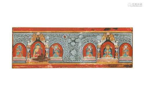 A TIBETAN POLYCHROMED WOOD MANUSCRIPT COVER. Tibet,19th Cent...