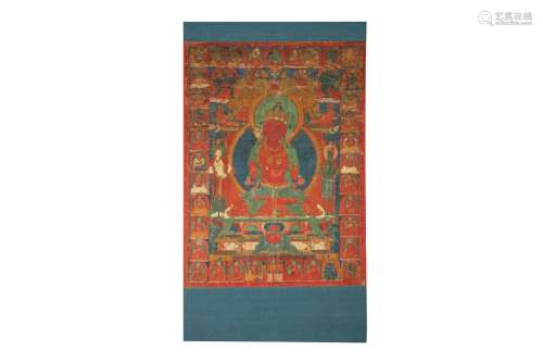 A TIBETAN VAJRADHARA THANGKA. Tibet, probably 17th Century. ...