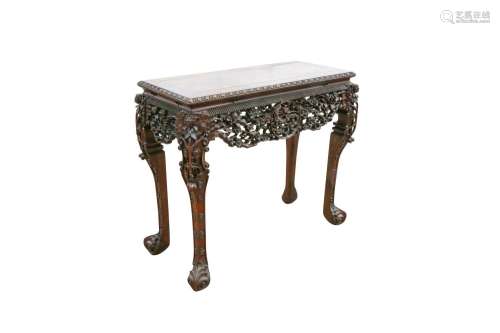 A CHINESE WOOD 'DRAGON' ALTAR TABLE. The rectangular top wit...