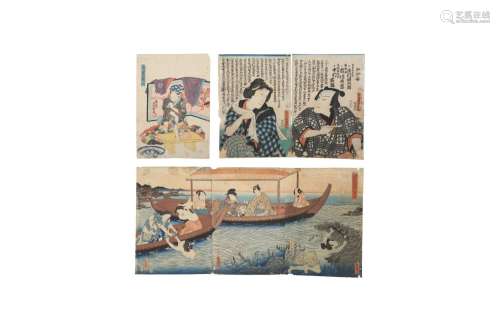 TOYOKUNI UTAGAWA II (1777 – 1835). A woodblock print triptyc...
