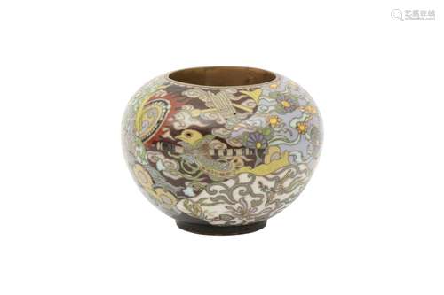 A JAPANESE CLOISONNÉ ENAMEL WATERPOT. Meiji period. With an ...