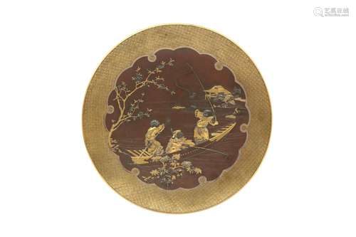 A LARGE JAPANESE INLAID BRONZE DISH BY INOUE. Meiji period