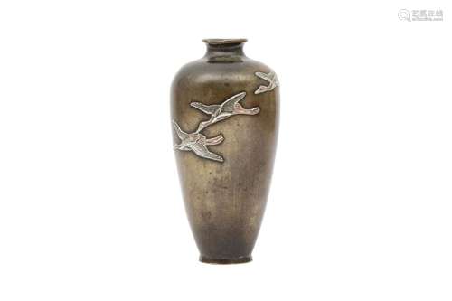 A SMALL JAPANESE INLAID BRONZE VASE BY THE NOGAWA COMPANY. M...