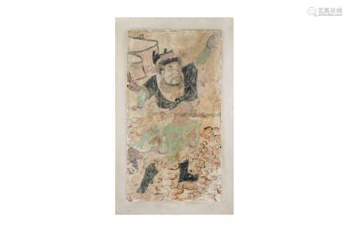 A CHINESE FRESCO OF ZHONGKUI. Ming Dynasty. The folk hero de...