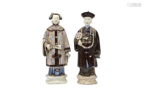 TWO CHINESE GLAZED FIGURES. Qing Dynasty