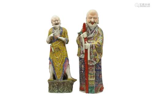 TWO CHINESE FAMILLE ROSE FIGURES. Late Qing Dynasty. Each st...
