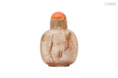 A CHINESE BROWN HAIR CRYSTAL SNUFF BOTTLE. Qing Dynasty. Of ...