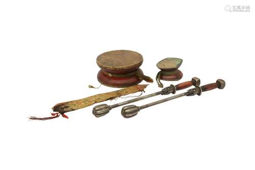 TWO TIBETAN DRUMS