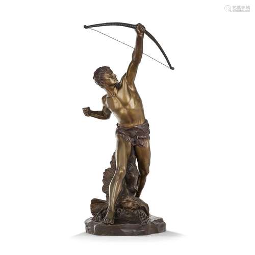 ÉDOUARD DROUOT (1859-1945)La Chasse à l'aigleBronze à double...