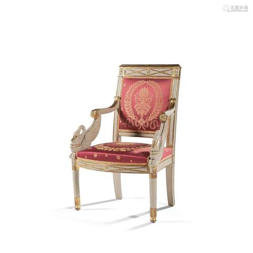 FAUTEUIL À DOSSIER À LA REINE, STYLE EMPIRE, POUR LE CHÂTEAU...