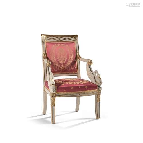 FAUTEUIL À DOSSIER À LA REINE, STYLE EMPIRE, POUR LE CHâteau...