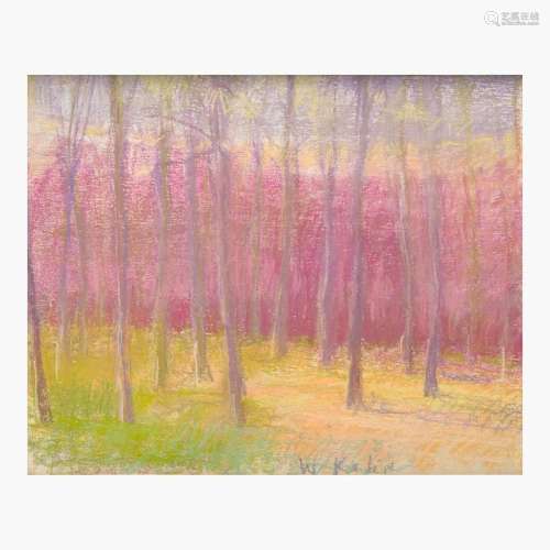 Wolf Kahn (American/German, 1927-2020) Untitled (Row of Tree...