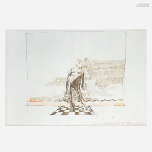 David Hockney (British, b. 1937) Figure on a Platform in Fro...
